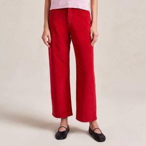 Banana Republic Bright Red High Rise Button Fly Straight Leg Corduroy Pants